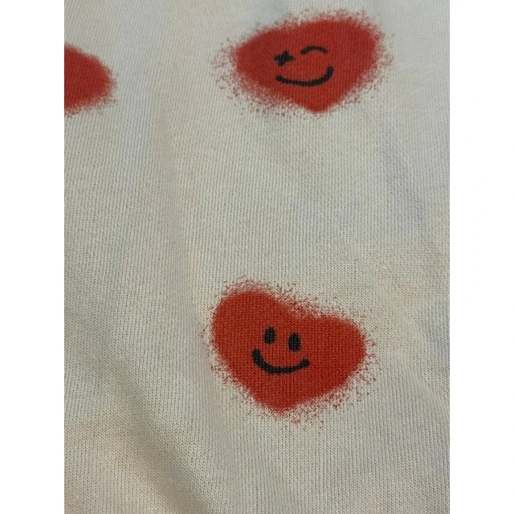 Molo Disc Sweatshirt 80‎ 12M Red Hearts Smiley GOTS Organic Cotton NWT